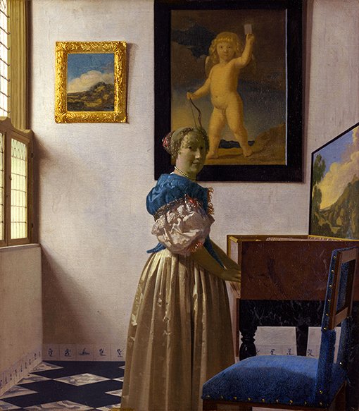 johannes vermeer
a lady standing at a virginal, 1672