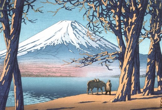 kawase hasui
late autumn at lake yamanaka