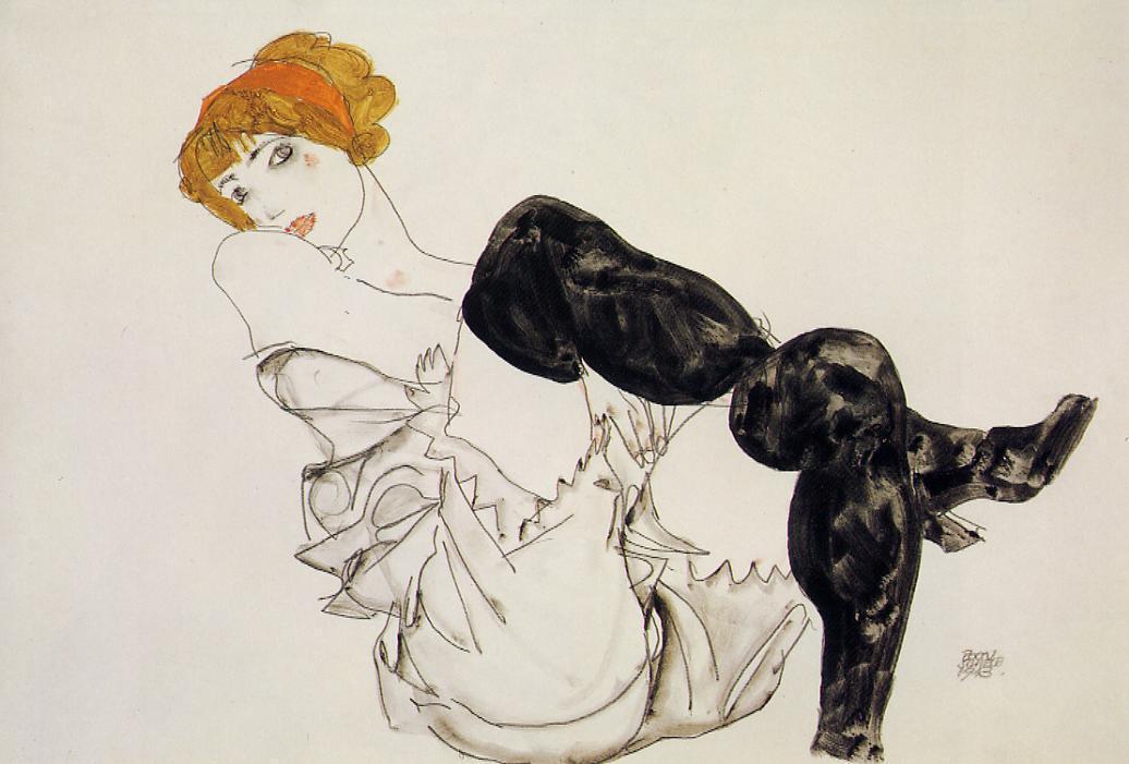 egon schiele
woman in black stockings, 1913